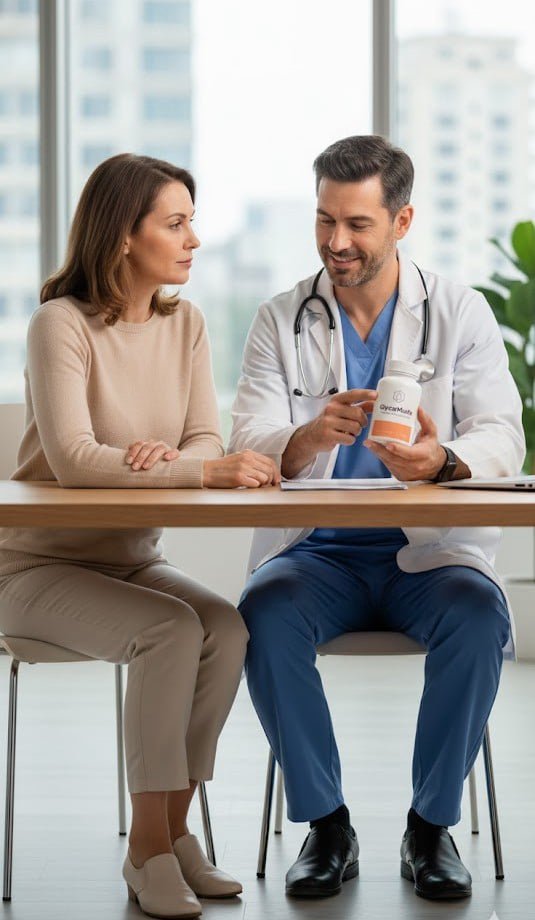 GlycoMute-one bottles-Image with doctor